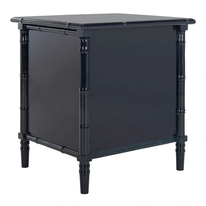 Table de chevet moderne 3 tiroirs ambiance bord de mer avec cadre bambou et poignées dorées – Plusieurs coloris