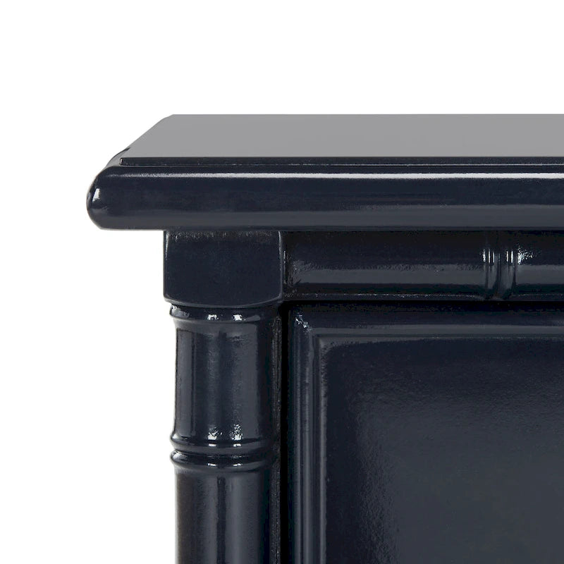 Table de chevet moderne 3 tiroirs ambiance bord de mer avec cadre bambou et poignées dorées – Plusieurs coloris