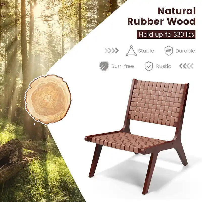 Fauteuil d'appoint sans accoudoirs en cuir tressé du milieu du siècle