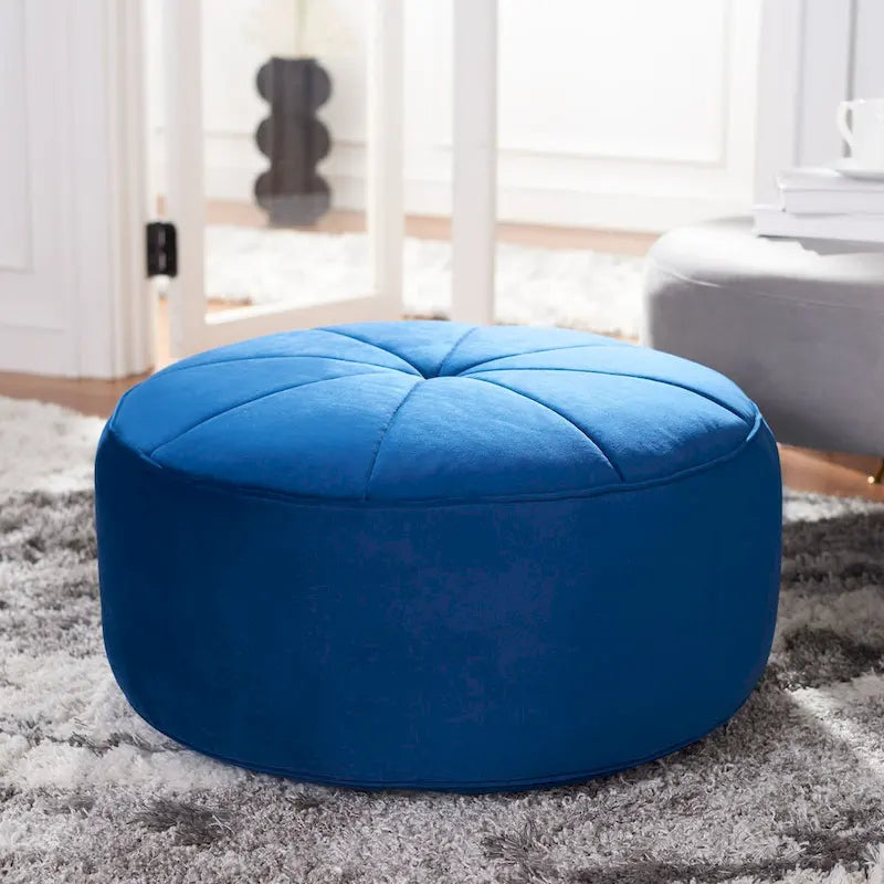 Pouf ottoman rond en velours – Assise d'appoint moderne