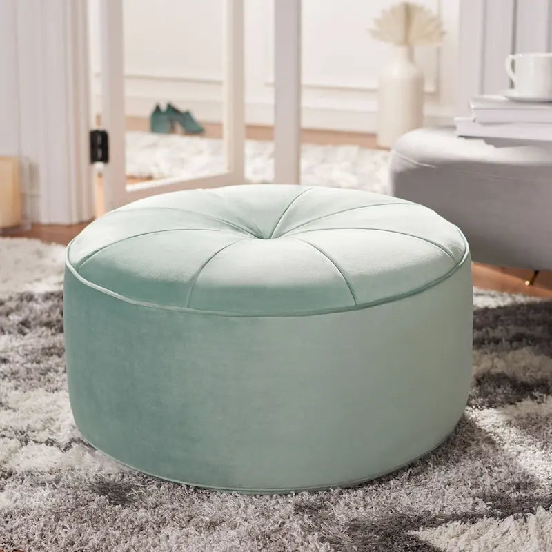 Pouf ottoman rond en velours – Assise d'appoint moderne
