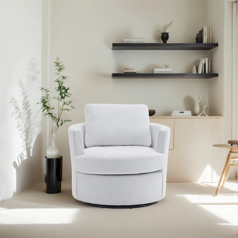 Fauteuil d'appoint pivotant à 360° avec coussins amovibles et base ronde en métal – Plusieurs couleurs