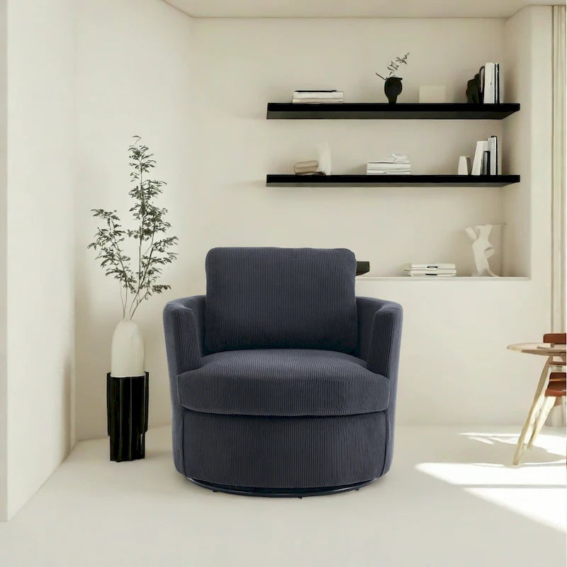 Fauteuil d'appoint pivotant à 360° avec coussins amovibles et base ronde en métal – Plusieurs couleurs