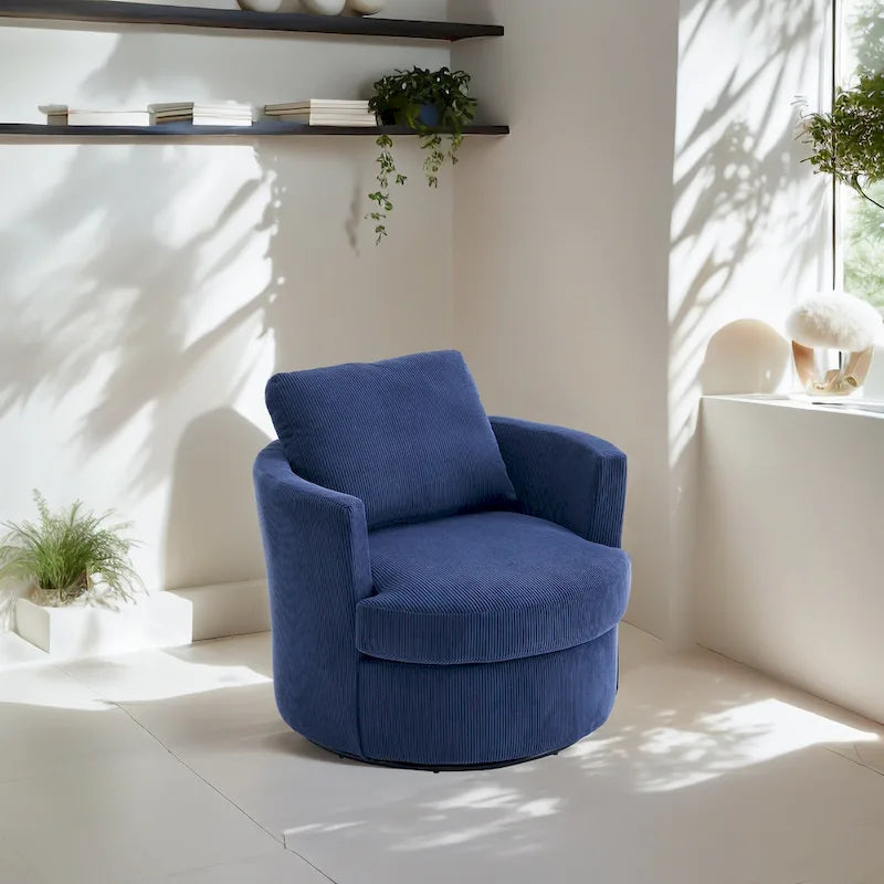 Fauteuil d'appoint pivotant à 360° avec coussins amovibles et base ronde en métal – Plusieurs couleurs