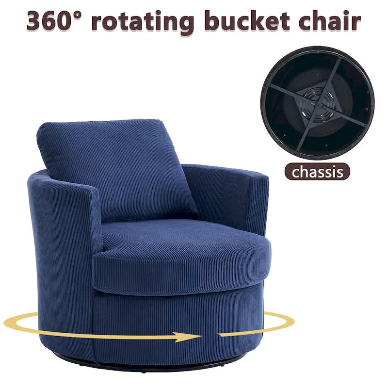 Fauteuil d'appoint pivotant à 360° avec coussins amovibles et base ronde en métal – Plusieurs couleurs