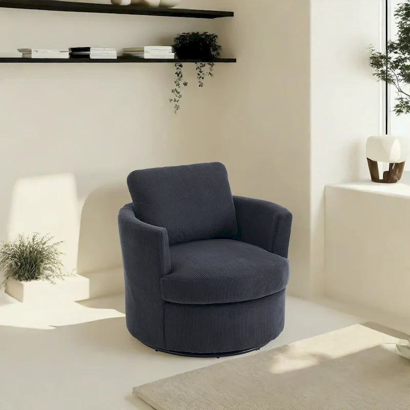 Fauteuil d'appoint pivotant à 360° avec coussins amovibles et base ronde en métal – Plusieurs couleurs