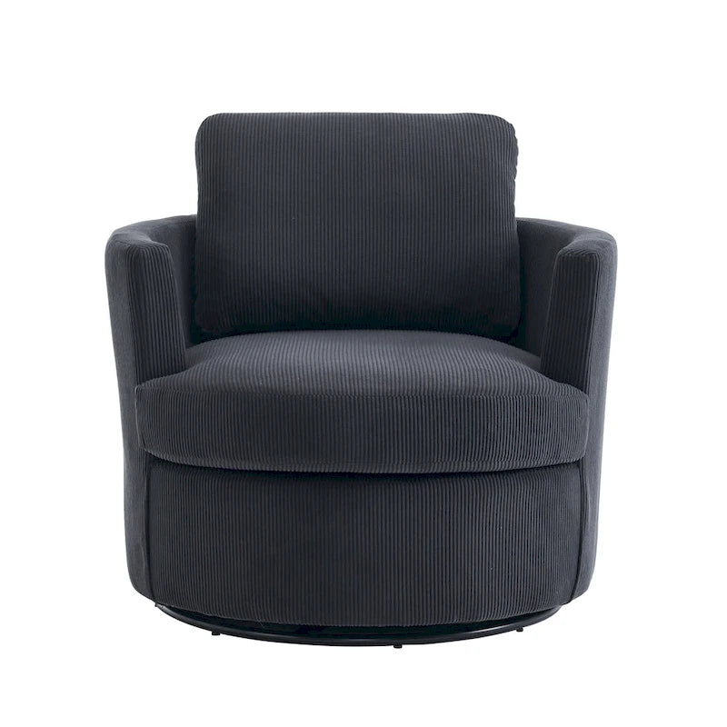 Fauteuil d'appoint pivotant à 360° avec coussins amovibles et base ronde en métal – Plusieurs couleurs