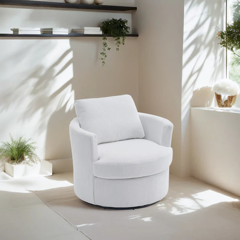Fauteuil d'appoint pivotant à 360° avec coussins amovibles et base ronde en métal – Plusieurs couleurs
