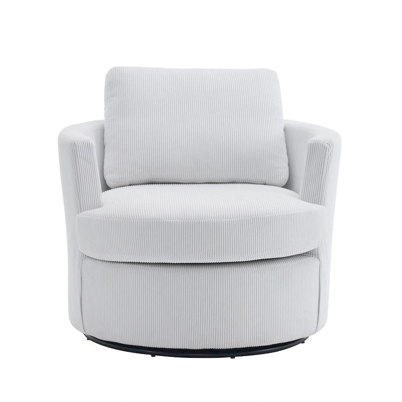 Fauteuil d'appoint pivotant à 360° avec coussins amovibles et base ronde en métal – Plusieurs couleurs