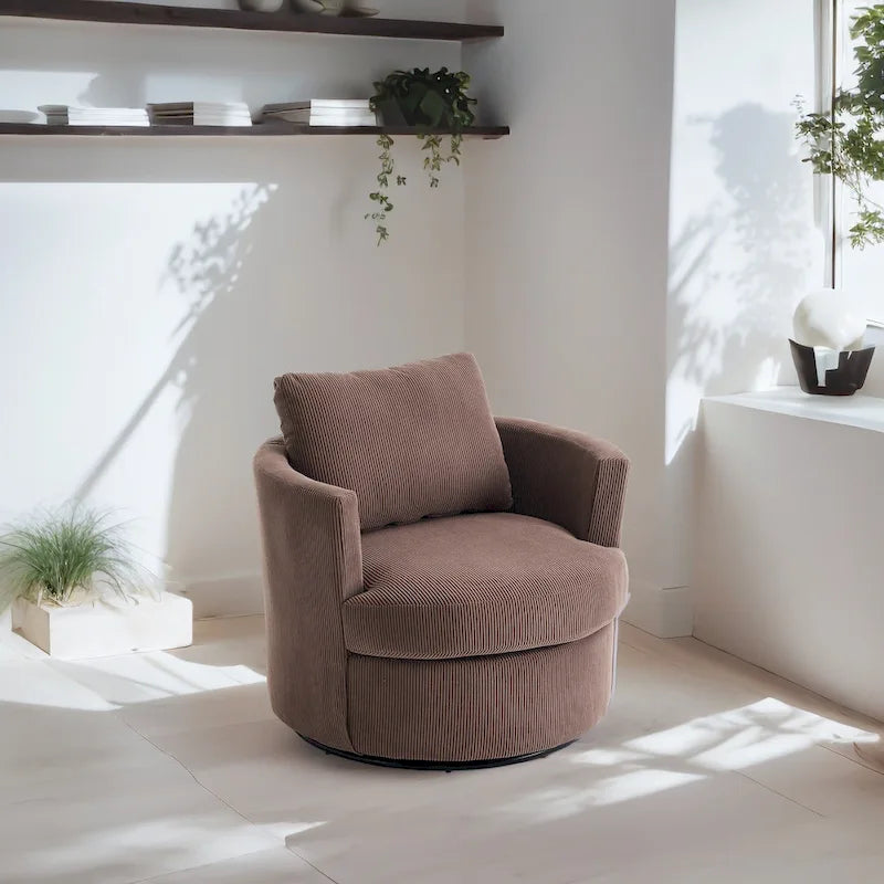 Fauteuil d'appoint pivotant à 360° avec coussins amovibles et base ronde en métal – Plusieurs couleurs