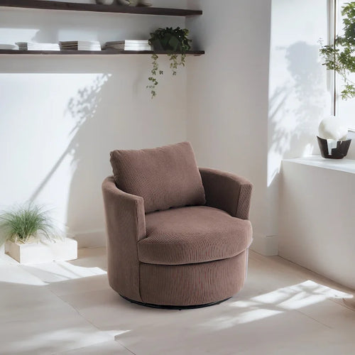 Fauteuil d'appoint pivotant à 360° avec coussins amovibles et base ronde en métal – Plusieurs couleurs