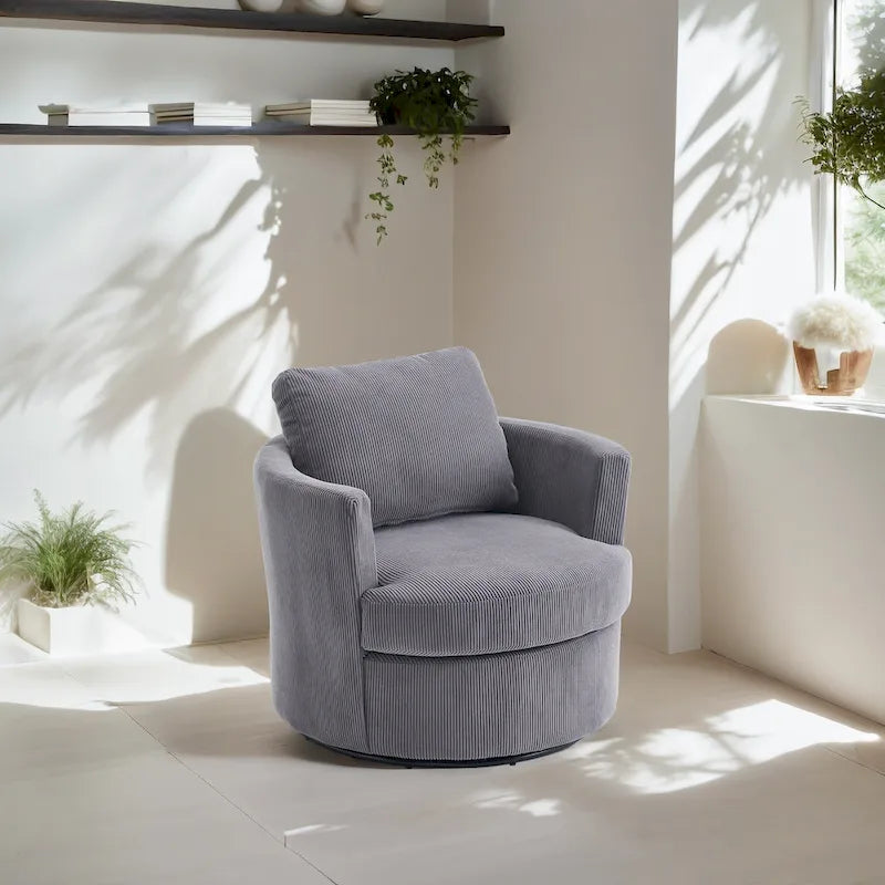 Fauteuil d'appoint pivotant à 360° avec coussins amovibles et base ronde en métal – Plusieurs couleurs