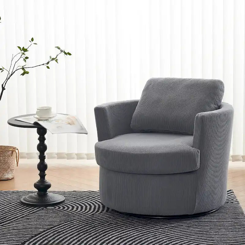Fauteuil d'appoint pivotant à 360° avec coussins amovibles et base ronde en métal – Plusieurs couleurs