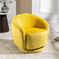 Fauteuil d'appoint pivotant à 360° en velours moderne avec détails plissés