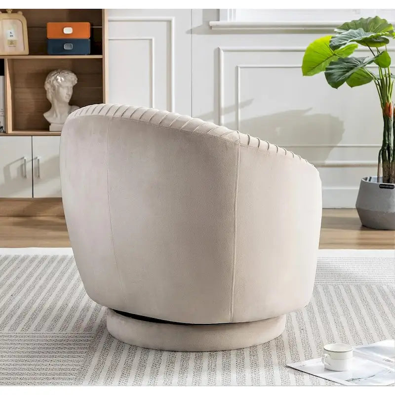 Fauteuil d'appoint pivotant à 360° en velours moderne avec détails plissés