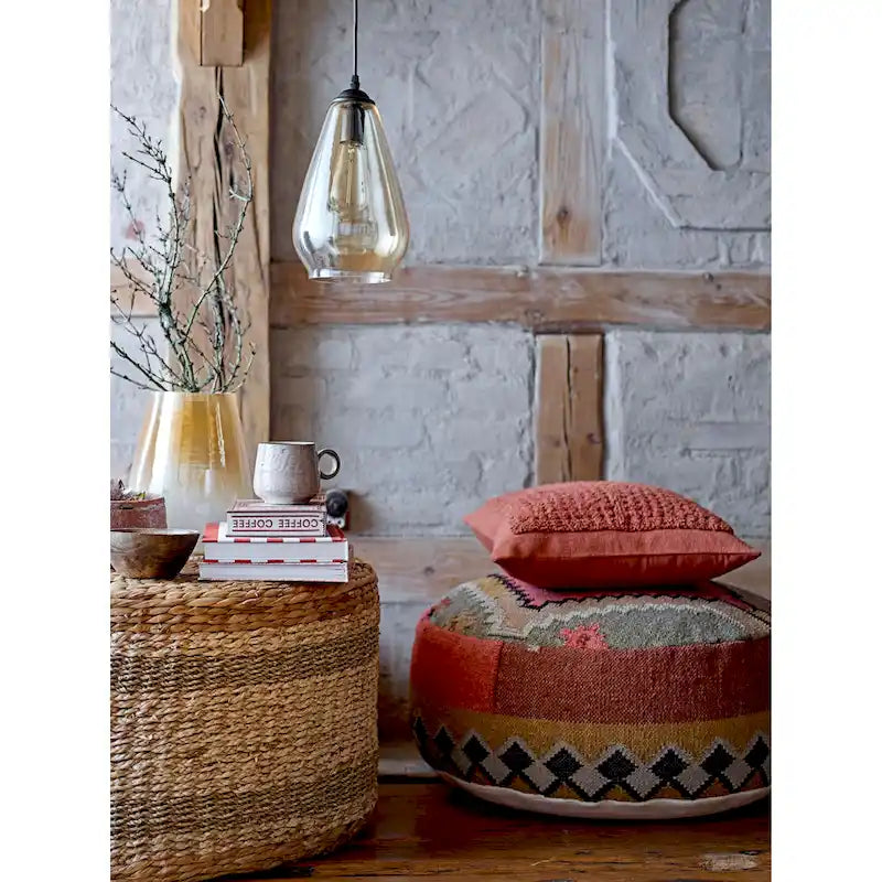Pouf Kilim en Coton Tissé Main Multicolore – Ottomane de Sol Bohème