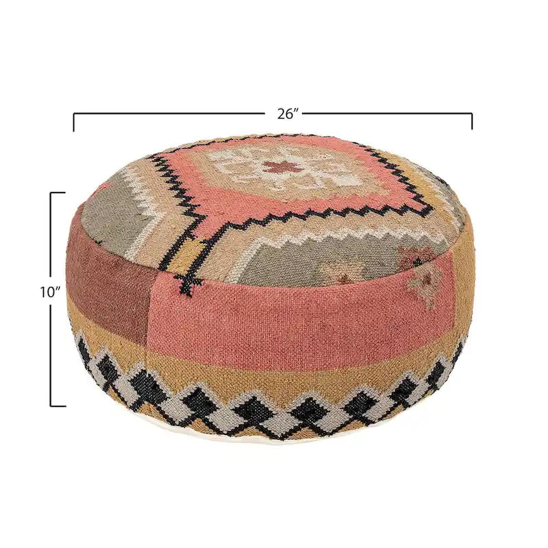 Pouf Kilim en Coton Tissé Main Multicolore – Ottomane de Sol Bohème