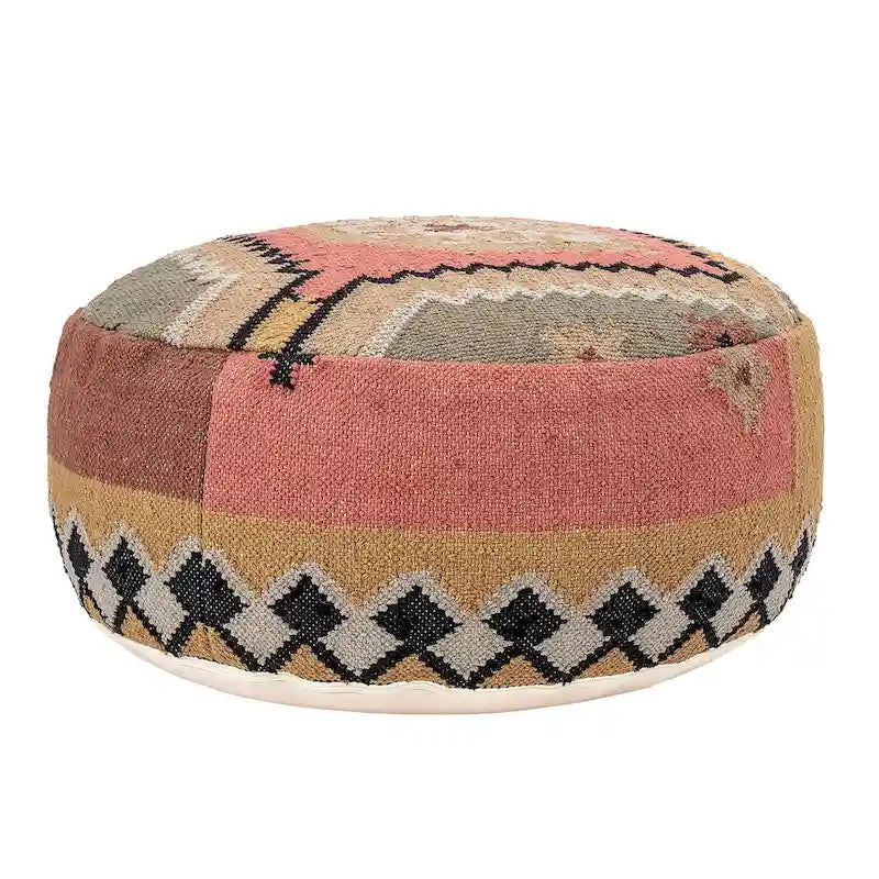 Pouf Kilim en Coton Tissé Main Multicolore – Ottomane de Sol Bohème
