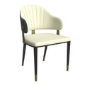 Chaise de salle à manger moderne en cuir PU avec dossier incurvé et pieds en fer