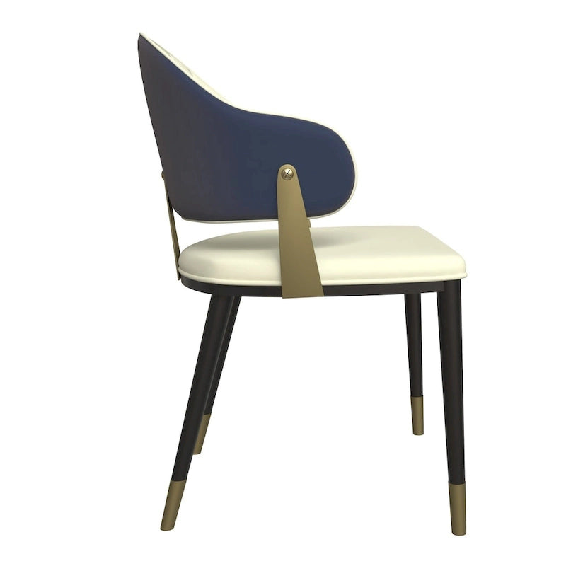 Chaise de salle à manger moderne en cuir PU avec dossier incurvé et pieds en fer