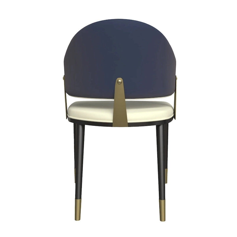 Chaise de salle à manger moderne en cuir PU avec dossier incurvé et pieds en fer