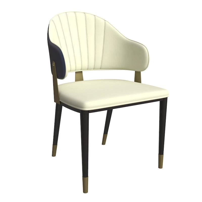 Chaise de salle à manger moderne en cuir PU avec dossier incurvé et pieds en fer