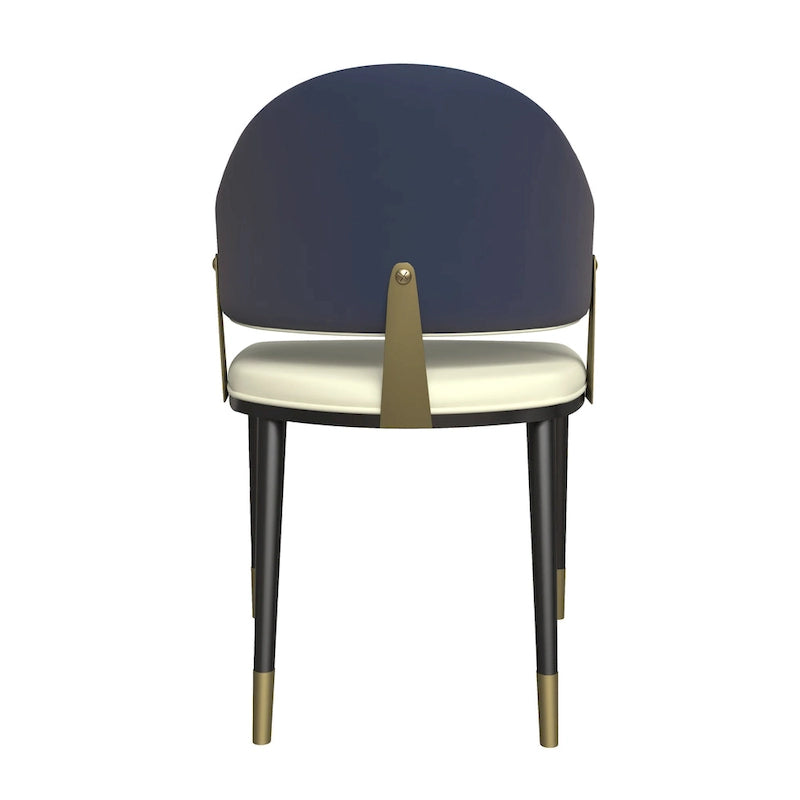 Chaise de salle à manger moderne en cuir PU avec dossier incurvé et pieds en fer