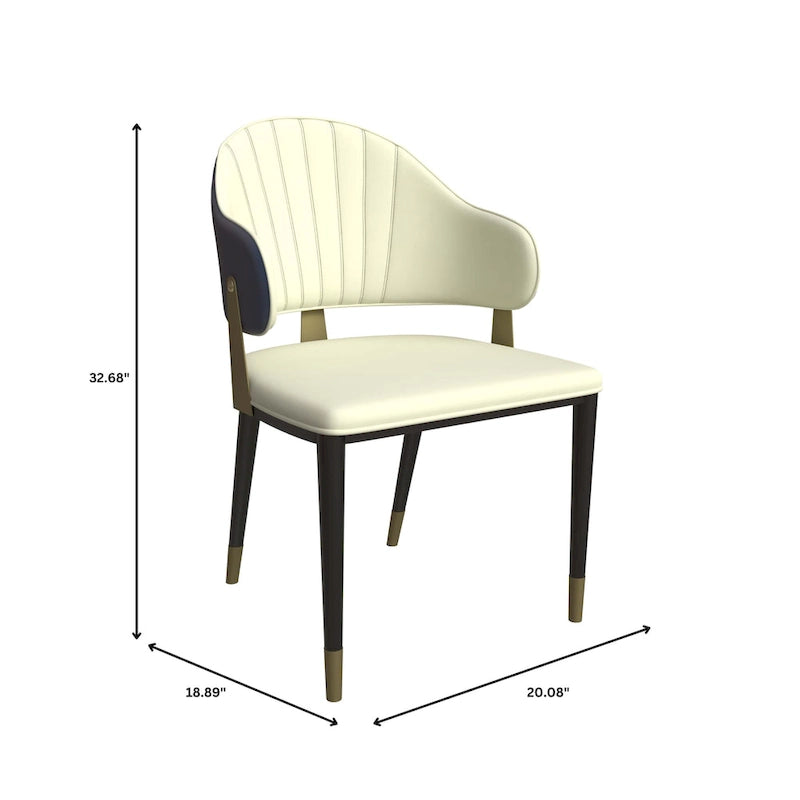 Chaise de salle à manger moderne en cuir PU avec dossier incurvé et pieds en fer