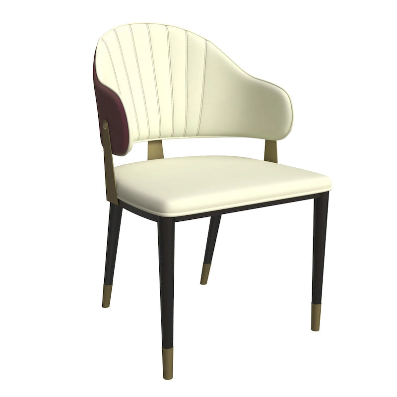 Chaise de salle à manger moderne en cuir PU avec dossier incurvé et pieds en fer