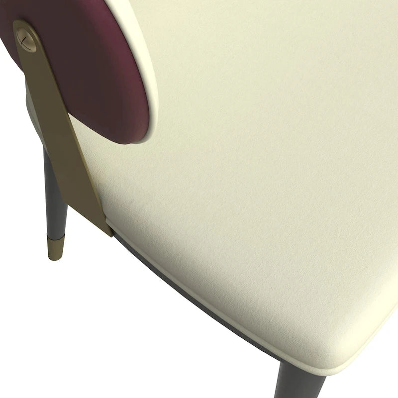 Chaise de salle à manger moderne en cuir PU avec dossier incurvé et pieds en fer