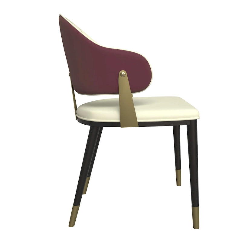 Chaise de salle à manger moderne en cuir PU avec dossier incurvé et pieds en fer