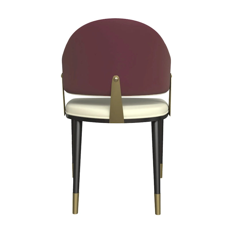 Chaise de salle à manger moderne en cuir PU avec dossier incurvé et pieds en fer