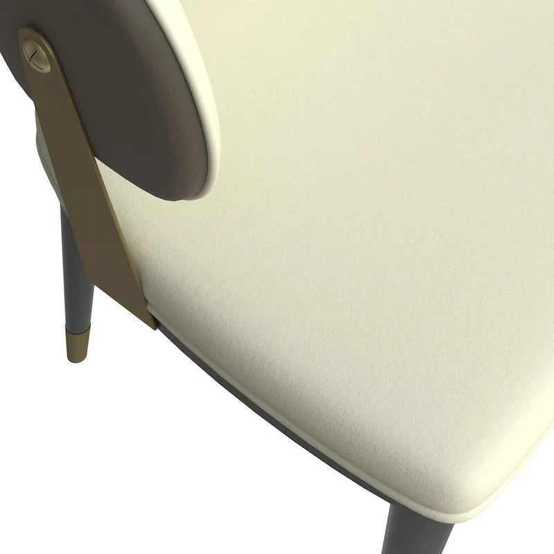 Chaise de salle à manger moderne en cuir PU avec dossier incurvé et pieds en fer
