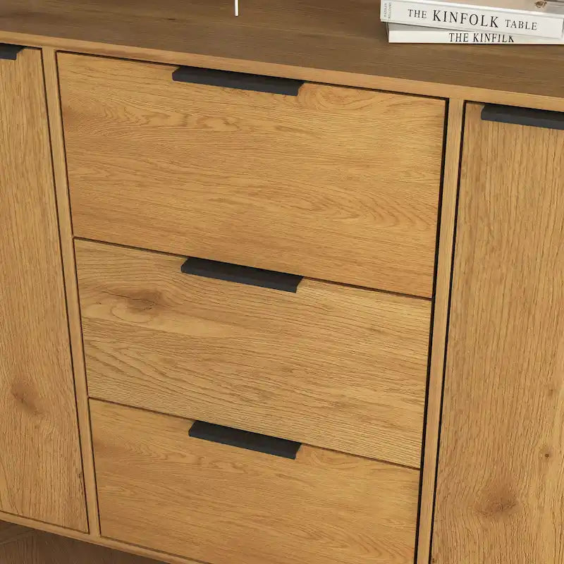 Bahut multifonction en bois avec tiroirs et double portes