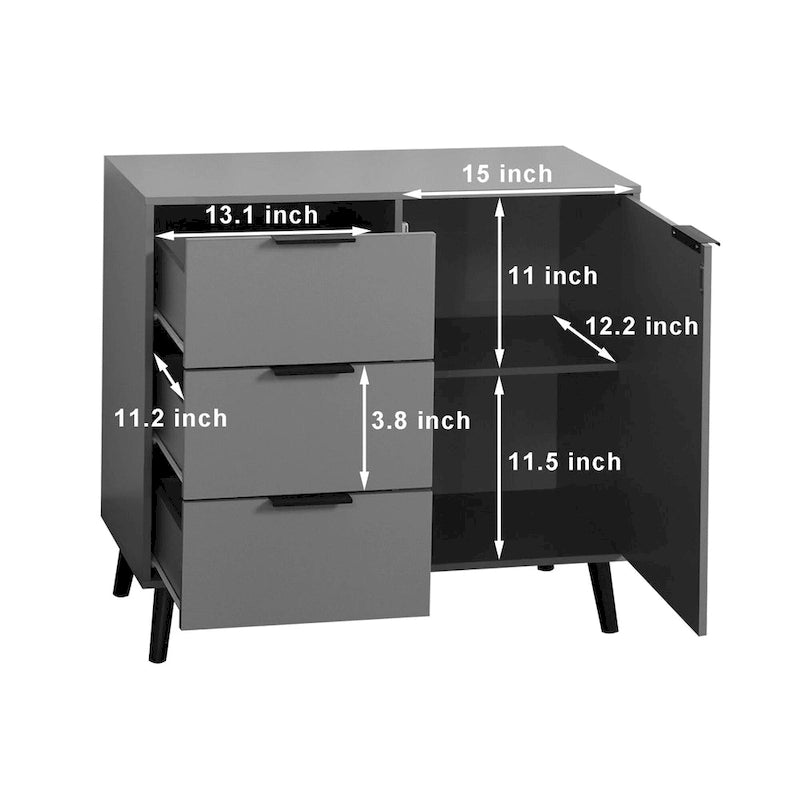 Bahut multifonction en bois avec tiroirs et double portes