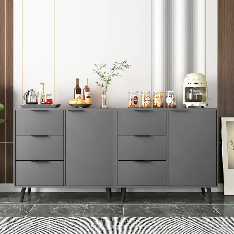 Bahut multifonction en bois avec tiroirs et double portes