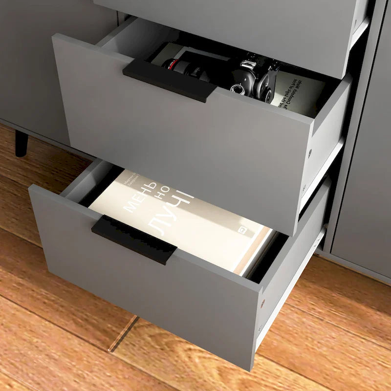 Bahut multifonction en bois avec tiroirs et double portes
