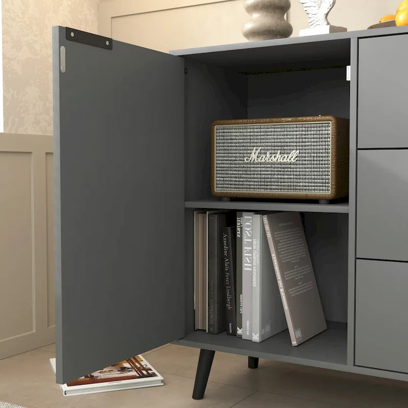 Bahut multifonction en bois avec tiroirs et double portes