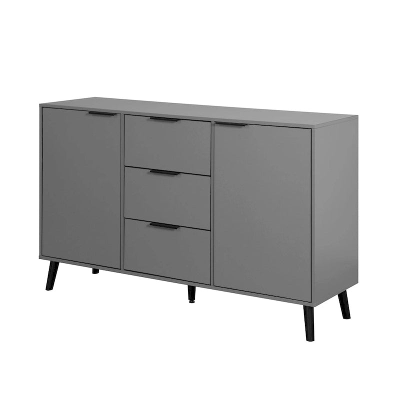 Bahut multifonction en bois avec tiroirs et double portes